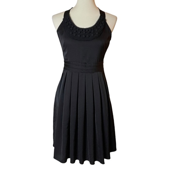 LOFT Black Sleeveless Pleated Cocktail Dress with Bow at Tie - Size 0 - Picture 1 of 9